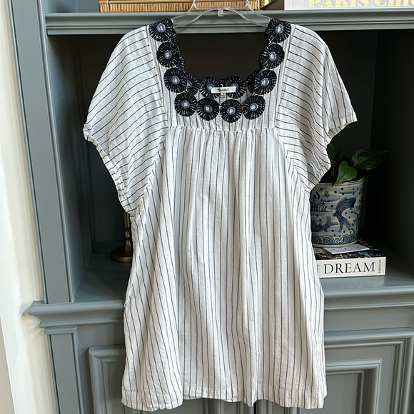 Madewell Embroidered Butterfly Dress in Stripe - Picture 3 of 7